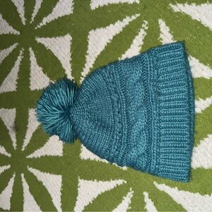 Teal Knit Pom-Pom Beanie